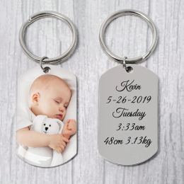 Porte-clés personnalisé avec Photo de bébé, texte personnalisé avec Photo, cadeau Photo commémoratif pour nouvelle maman, cadeau d'anniversaire pour papa