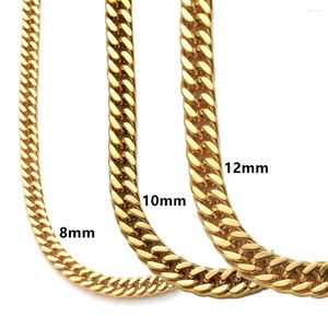 Kettingen Custom Grootte 7-40 inch Curb Cuban Chain Gold Color 316L roestvrijstalen kettingschakel voor mannen vrouwen sieraden