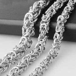 Ketens aangepaste maat 7 "-40" 6 mm 8 mm 10 mm 10 mm coole roestvrijstalen zilverkleur ronde Byzantijnse link ketting ketting of armband