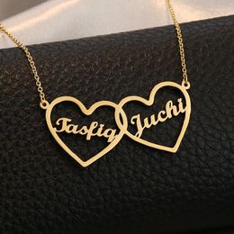 Ketens aangepast twee naam kettingen harten ketting gepersonaliseerde paren sieraden echtgenoot vrouw Valentijnsdag