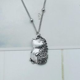 Chaînes Animaux Mignons Hérisson Pendentif Collier Avec Chaîne De Perles En Métal Femmes Bijoux Cadeau