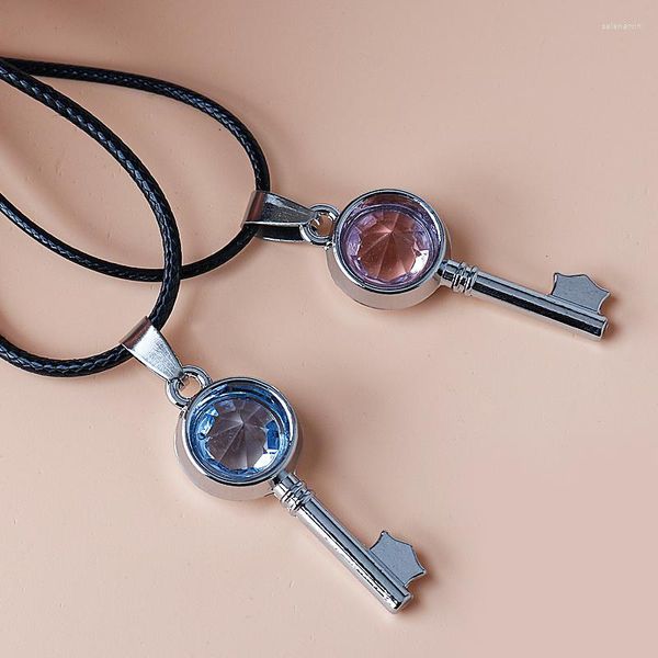 Chaînes mignon clé pendentif colliers pour femmes romantique rouge bleu cristal kawaii lolita collier cadeau d'anniversaire à petite amie bijoux