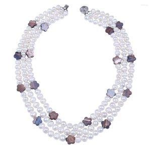 Kettingen schattig witte parel bloem shell sieraden vrouwen choker ketting drie lagen voor kerstcadeaus