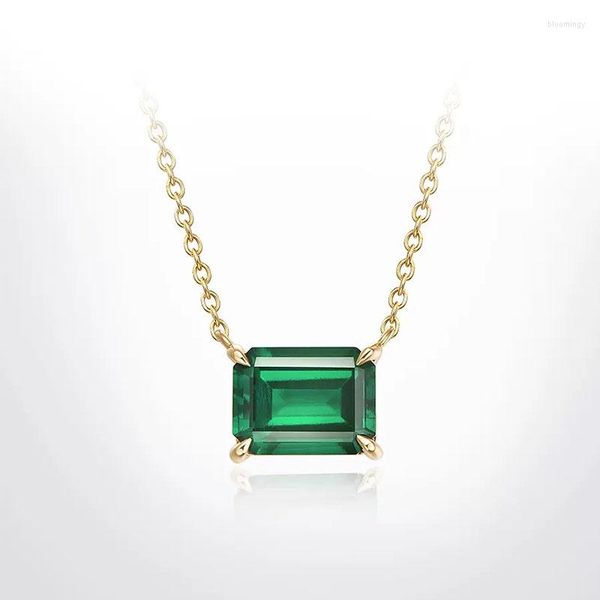 Chaînes CxsJeremy Real Solid 14K Yellow Gold 1.5 S 6 8mm Lab Grown Emerald Collier Pendentif Pour Femmes Mode Bijoux De Mariage Cadeaux