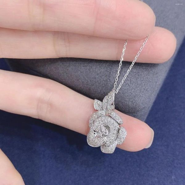 Chaînes CZZJ2024 en vente N0010 diamants 0.73ct Nature collier blanc solide 18 carats en or pour les femmes cadeaux de vacances fins