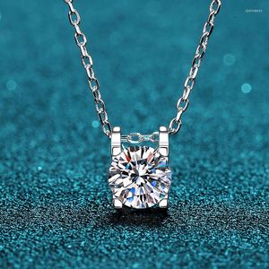 Ketens d kleur mossaniet 0.8ct eenvoudige ketting dames sieraden s925 sterling zilveren sparky imitatie diamant fijne premium val