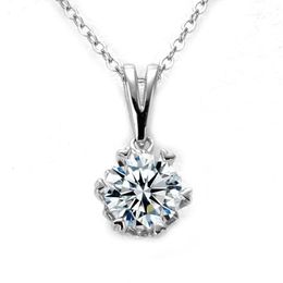 Cadenas D Color VVS1 Moissanite Collar 925 Plata esterlina 1 0CT Diamantes brillantes redondos Solitario Colgante para mujeres Joyería 336g