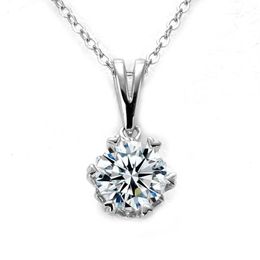 Kettingen D Kleur VVS1 Moissanite Ketting 925 Sterling Zilver 1.0Ct Ronde Briljante Diamanten Solitaire Hanger Voor Vrouwen Jewelry303J