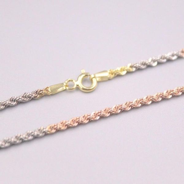 Chaînes D Pure 18Kt Multi-tone Gold Femme Collier Lucky Rope Chain 2.6-2.8g 17.7 