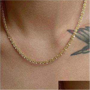 Chaînes Dasein Acc Ins 18 carats plaqué or ternir en acier inoxydable 4mm Bouquet chaîne collier bijoux imperméables pour femmeschaînes Dhccx