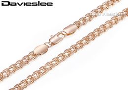 CHAINES COLeto Davieslee para Mujeres 585 Rose Rose Gismark Collares de mujer Bismark Cadena Cuba Rombo 345 mm 4555cm GN4536323410