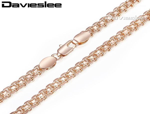 Chains Collier Davieslee pour femmes 585 Gold Rose rempli Bismark Bismary Colliers pour femmes Chaîne cubaine Rombo 345 mm 4555cm GN4534982207