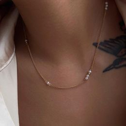 Chaînes Dazan ACC été Ins 18k plaqué or sans ternissement en acier inoxydable Vintage perle pendentif collier pour femmeschaînes