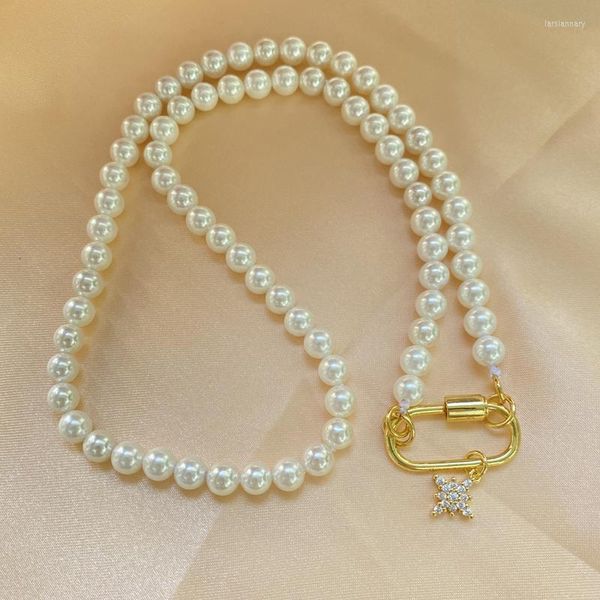 Chaînes décoration diversité en gros personnalisé charmant bouton CZ étoile perle perles pendentif collier