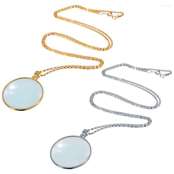 Chaînes décoratif Monocle collier avec loupe 6X loupe pendentif or argent plaqué chaîne pour femmes bijoux