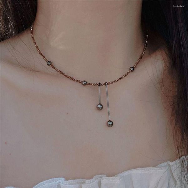 Diseño de cadenas Bead Fashion Fashion Clavicle Clavicle Copper Y2K Women Collar Jewelry Sweater de estilo coreano