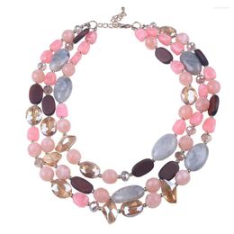 Ketten Design romantischen Stil rosa grau Kristall Halskette Modeschmuck für die Frau