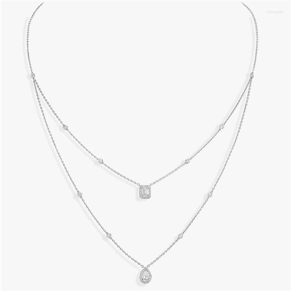 Cadenas Diseñador Clásico Collar de joyería de lujo para mujeres Cadena de doble vuelta en plata esterlina S925 Diamantes en movimiento Collar de moda Regalo