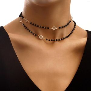 Chains Designer Fashion Original Double couche Black Crystal perle Collier 2023 Gift de fête de bijoux haut de gamme