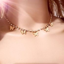 Ketens ontwerper originele mode -strass ketting 2023 dames legering vlinder hangerse juwelen fabriek direct aanbod