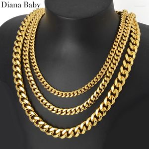 Kettingen Diana Baby Cubaanse Ketting Voor Mannen Vrouwen Basic Punk Koper Lange Dikke Curb Link Choker Goud Kleur Solid Metal Colla