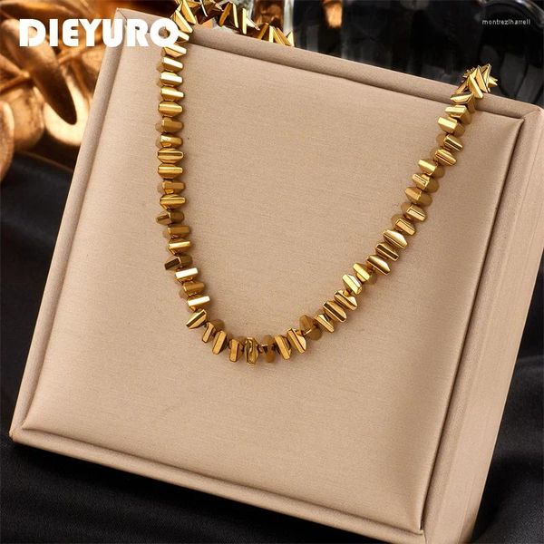 Cadenas DEYURO 316L Collar triángulo de color de oro de acero inoxidable para mujeres Cadena geométrica simple Girls Jewelry Party Fiesta Bijoux