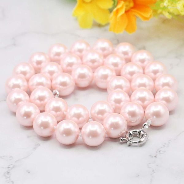 Chaînes bricolage 1 ensemble 12mm rose coquille de mer du sud collier de perles 18 