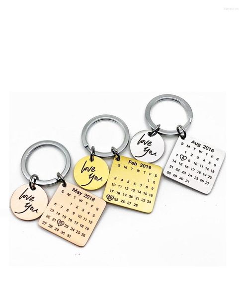 Cadenas DIY Llavero Calendario personalizado Llavero tallado a mano Regalo para novio Novia Personalizado privado