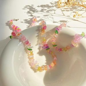 Chaînes DONATTO irrégulière multicolore gravier cristal pierre collier femmes mode doux bricolage perlé Bracelet Y2K fête ensemble de bijoux