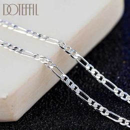 Cadenas Doteffil 925 Sterling Silver 16/18/20/22/24/26/28/30 pulgadas Collar de cadena plana de 2 mm lateral para mujeres Joyas de boda de moda D240509