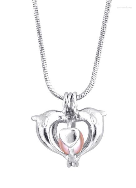 Chaînes Double poisson coeur forme cage pendentif fournit une couleur en acier inoxydable plus attrayant cadeau de mariage P50