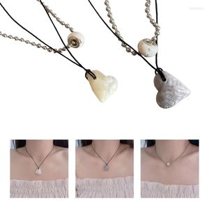 Chaînes Double-Strand Heart Necklace Double-layer Beads Colliers Chain Chokers Party Jewelry For Women