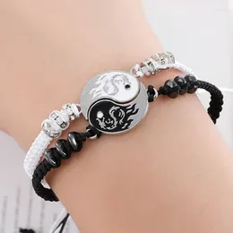 Chains Draak Yin Yang Tai Chi Gossip Weven Paar Ketting Armband Set Lichtmetalen Hanger Verstelbare Braid Armbänder Kettings