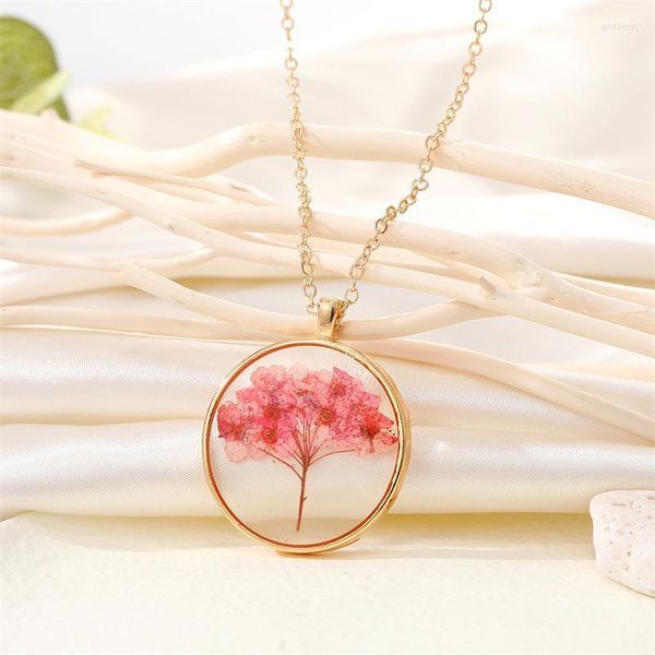 Chaînes Fleur Séchée Pendentif Collier Résine Transparente Époxy Immortel Unqiue Femmes Collier Mode Été Floral Colliers 2022Chains Godl2