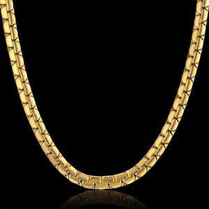 Kettingen Drop Hip Hop Chain 6mm Gold kleur roestvrijstalen ketting mannelijke groothandel plat doos link damesheren 20 