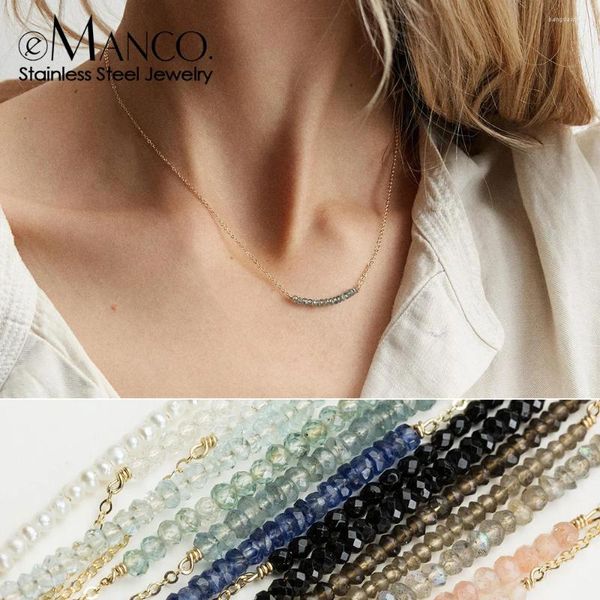 Chaines E-Manco Fashion Crystal Pendant collier Fémièrement en acier inoxydable multicouche Perle
