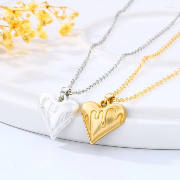 Chaînes E0BE 2 pièces neige fondant coeur forme pendentif Couple collier pour alliage créatif clavicule chaîne bijoux de mode