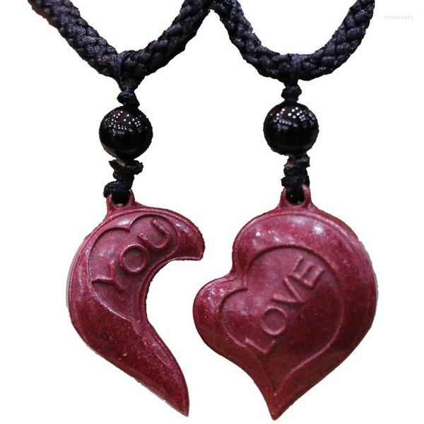 Chaînes E0BE Couple Collier Love Your Protect You Pendentif Rouge Cinna-bar Engagement Neckalce Girlfriend Present