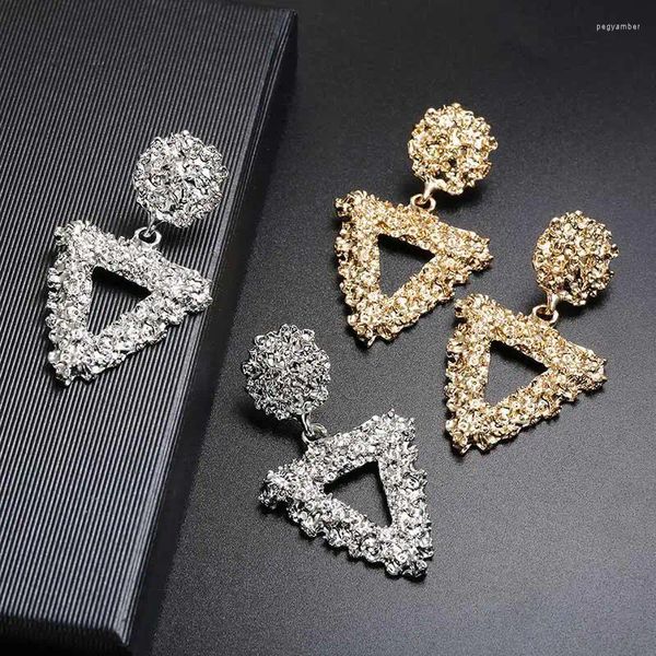Boucles d'oreilles chaînes pour femmes, couleur or, clou géométrique, grand métal, déclaration, bijoux Vintage, mode 2024