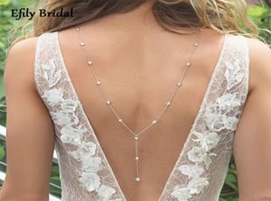 Kettingen Efily Rhinestone Crystal Bridal Back Chain Necklace for Women Backless Jurk Sieraden Zilveren kleur Bruggiftchai5701824