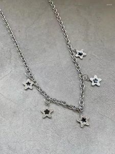 Chaînes Egirl doux Cool noir goutte à goutte étoile pendentif collier pour femmes mode géométrique pentagramme Harajuku esthétique Y2K bijoux
