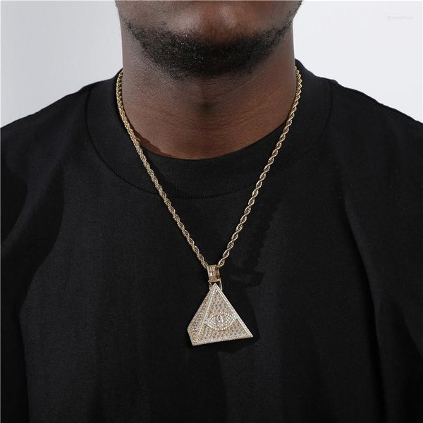 Chaînes égyptien egypte pyramide Collier pour femmes oeil breloque or pendentif géométrique Triangle Collier mâle bijoux sur le cou