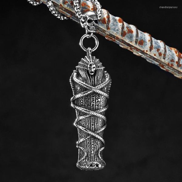 Chaines Egyptien Pharaon Mummy en acier inoxydable hommes Colliers Pendants Chaîne Punk Jewelry Créativité Gift Drop Wholesale