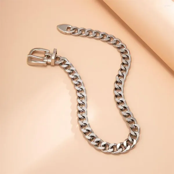 Chaînes Collier en alliage électroplate chaîne de liens de verrouillage punk rétro avec design de boucle de ceinture réglable bijoux de fête pour femmes