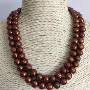 Chaînes Élégant 8-9mm Collier de perles de chocolat baroque de la mer du Sud 34