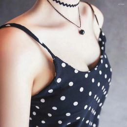 Chaînes élégantes dentelle noire tour de cou perle double clavicule collier vagues chaîne courte brillant femme bijoux accessoires colliers