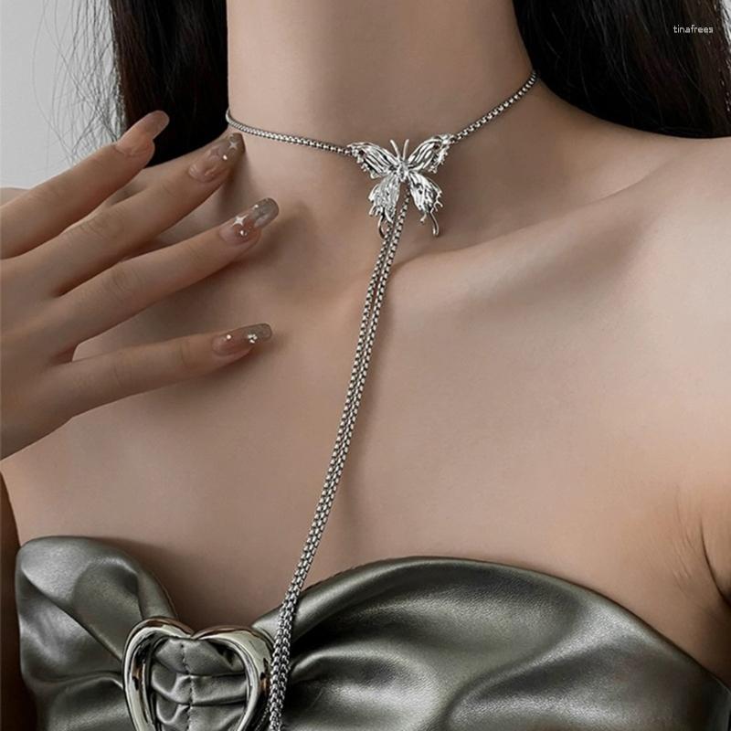Kettingen Elegante Choker Ketting Verstelbare Lengte Halsketting Vintage Vlinder Charme Ontwerp Mode-sieraden Lichaam Voor Vrouwen