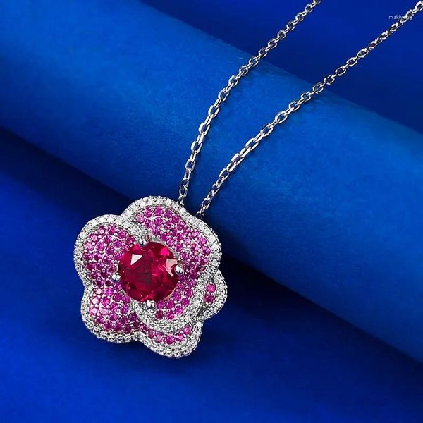 Chaines Collier pendentif diamant Ruby Ruby Élégant 925 Chocker de mariage en argent sterling pour femmes bijoux nuptiale