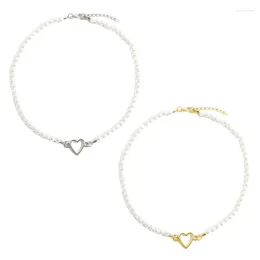 Chaines Collier de coeur élégant délicat des perles d'amour charme de mode adapté à diverses occasions