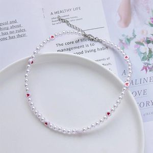 Cadenas Elegante Corazón Blanco Imitación Perlas Collar Collares de una pieza para mujeres Gargantilla Cadena de clavícula Joyería de boda